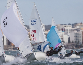 Podium gets rearranged at the 470 Worlds